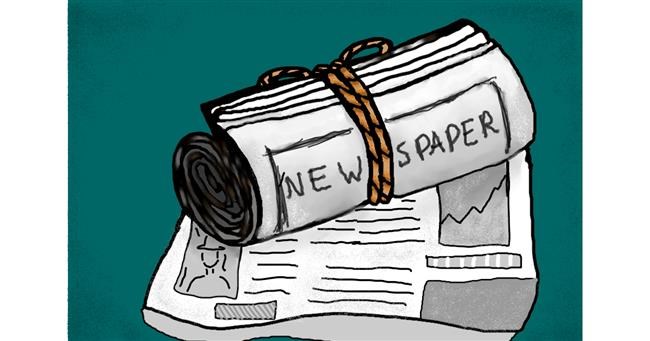 Drawing of Newspaper by Monty