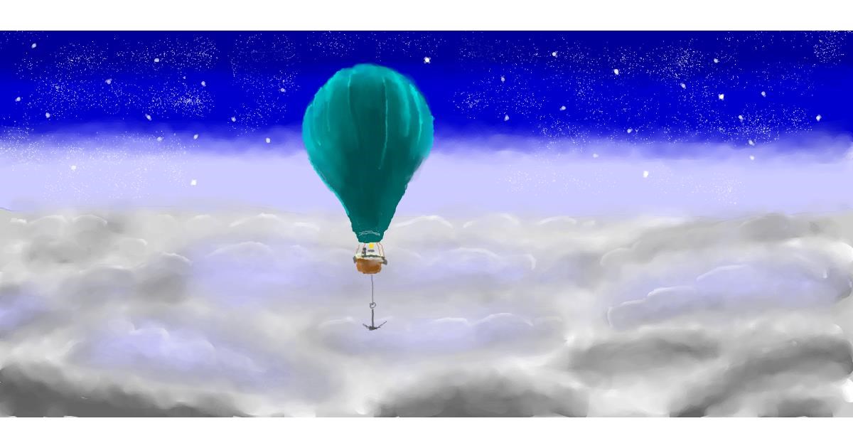 Drawing of Hot air balloon by Pinky