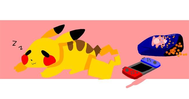Drawing of Pikachu by Redd_Pandaii