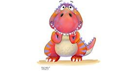 Drawing of T-rex dinosaur by GreyhoundMama