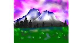 Drawing of Mountain by Cec