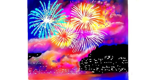 Drawing of Fireworks by GJP