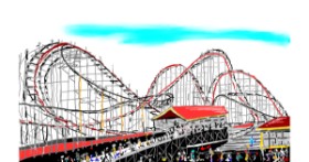 Drawing of Roller coaster by Flowerpot