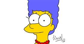 Drawing of Marge Simpson by Hunter