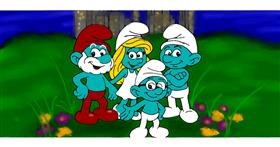 Drawing of Smurf by Annie