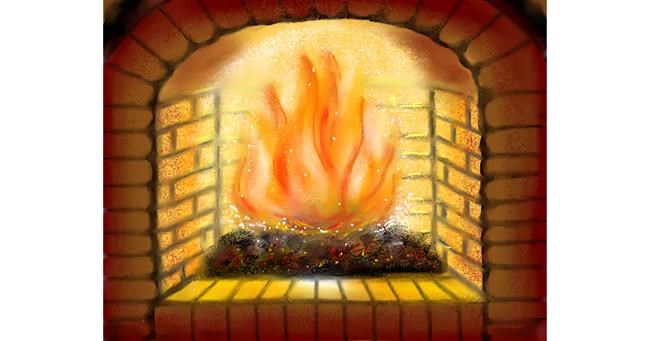 Drawing of Fireplace by ELLE