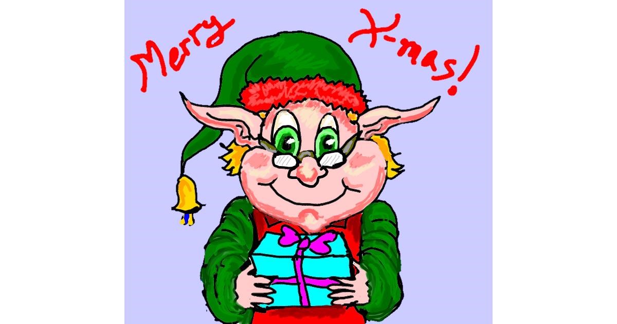 Drawing of Christmas elf by Michelle