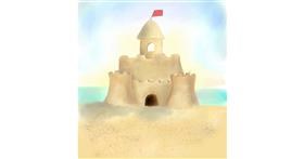 Drawing of Sand castle by Jade