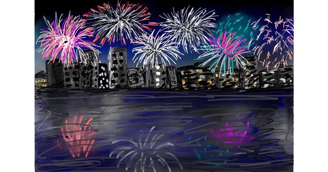 Drawing of Fireworks by Mia