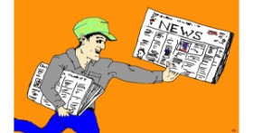 Drawing of Newspaper by Flowerpot