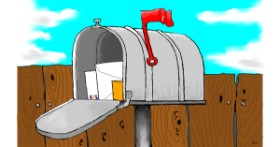 Drawing of Mailbox by Flowerpot