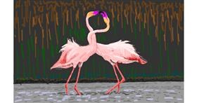 Flamingo-Zeichnung von Coyote