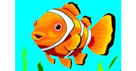 Drawing of Clownfish by flowerpot