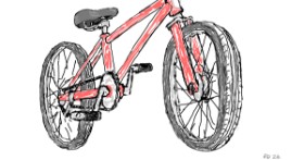 Drawing of Bicycle by Flowerpot