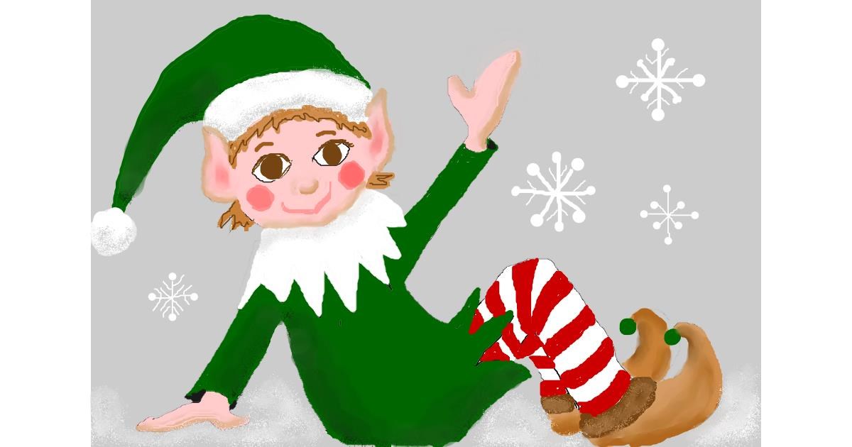 Drawing of Christmas elf by MINNA