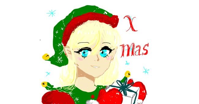 Weihnachtself-Zeichnung von Nixmo