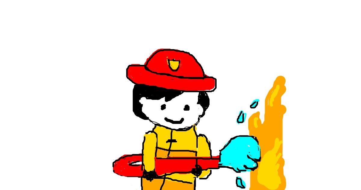 Drawing of Firefighter by bella