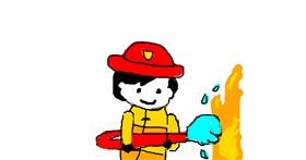 Drawing of Firefighter by bella