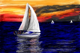Drawing of Sailboat by Mia