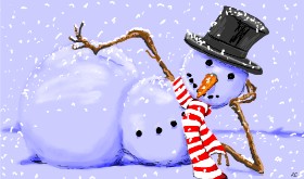 Flowerpot の 雪だるま の絵