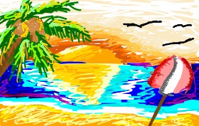 Drawing of Beach by Snoopy