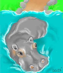 Рисунок на тему «Бегемот» — автор: GreyhoundMama