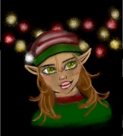 Drawing of Christmas elf by Lixxie