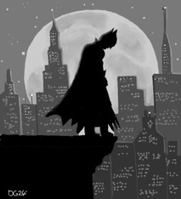 Drawing of Batman by GreyhoundMama