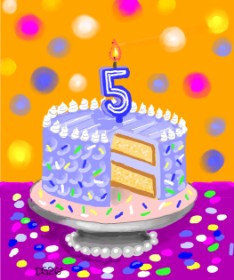 Drawing of Birthday cake by GreyhoundMama