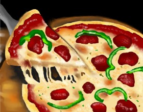 Drawing of Pizza by Cec