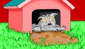 Drawing of Dog house by Flowerpot