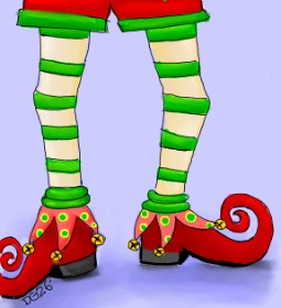 Drawing of Christmas elf by GreyhoundMama