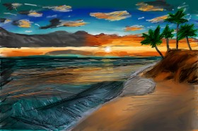 Drawing of Beach by Mia