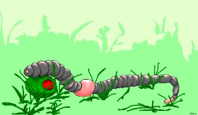 Drawing of Worm by Flowerpot