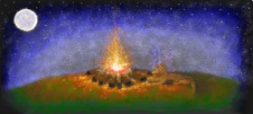 Humo de copal の キャンプファイヤー の絵
