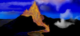 Çhåching の 火山 の絵