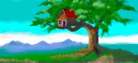Рисунок на тему «Дом на дереве» — автор: Debidolittle