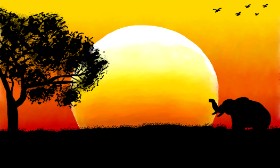 Sonnenuntergang-Zeichnung von Humo de copal