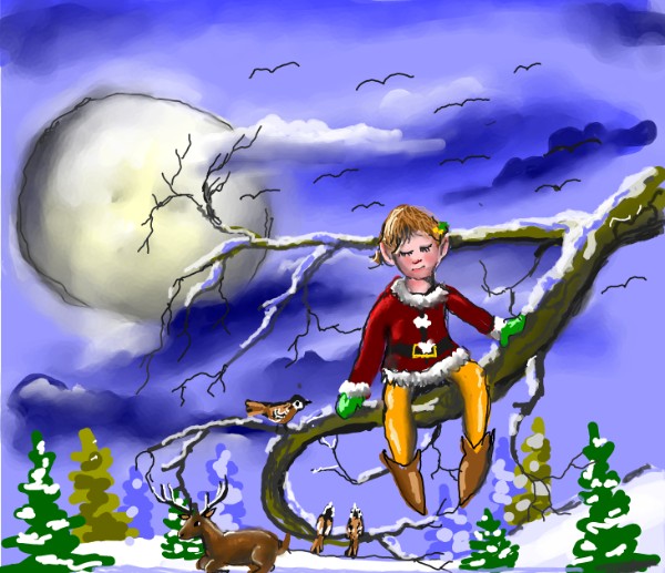 Weihnachtself-Zeichnung von Leah