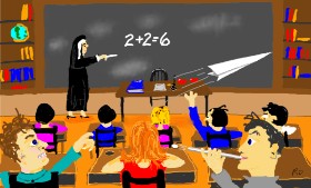 Drawing of Teacher by Flowerpot