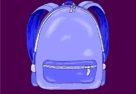 Drawing of Backpack by Flowerpot