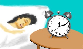 Drawing of Alarm clock by Flowerpot