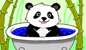 Drawing of Panda by Flowerpot