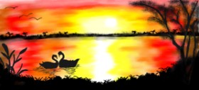 Sonnenuntergang-Zeichnung von Kim