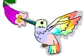 I draw on computer の ハチドリ の絵