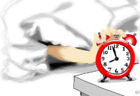 Drawing of Alarm clock by Flowerpot
