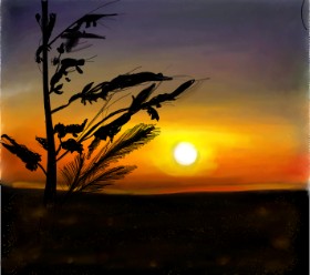 Sonnenuntergang-Zeichnung von Lou