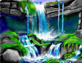 Рисунок на тему «Водопад» — автор: Ryomen