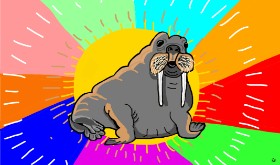 Drawing of Walrus by Flowerpot