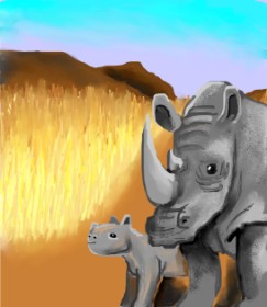 Drawing of Rhino by Lovecatx🏴󠁧󠁢󠁳󠁣󠁴󠁿